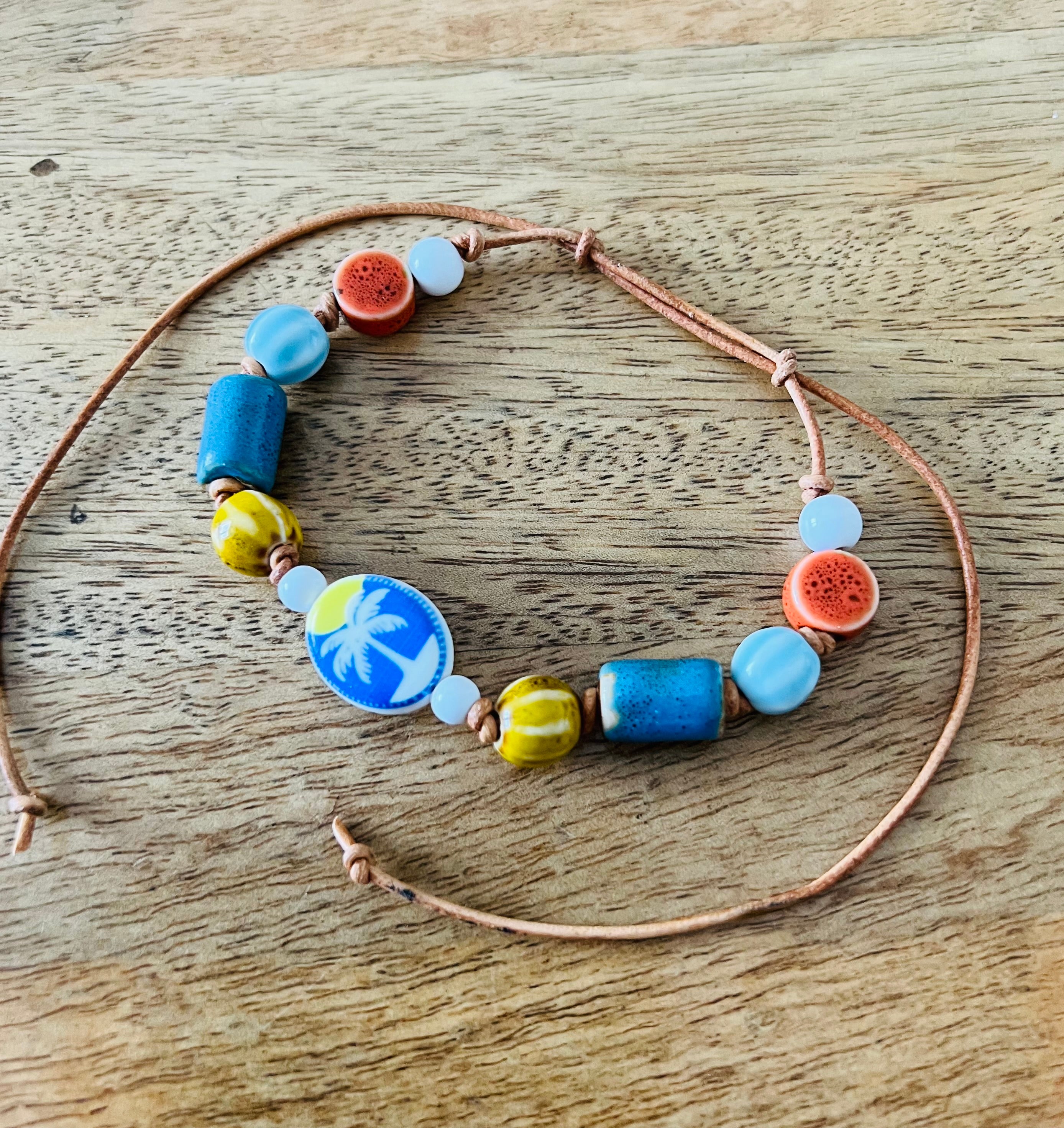 Coconut Palm Ceramic Beaded Bracelet