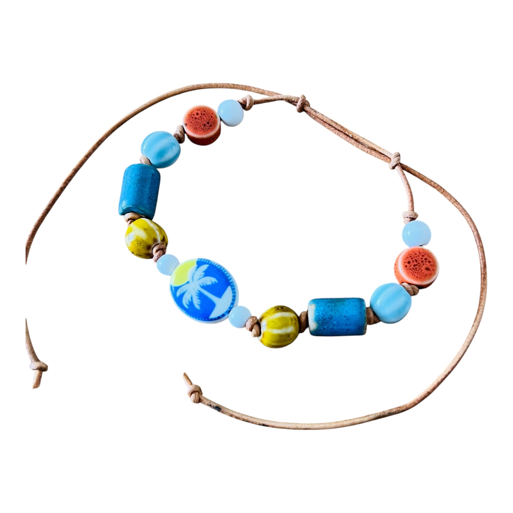 Coconut Palm Ceramic Beaded Bracelet