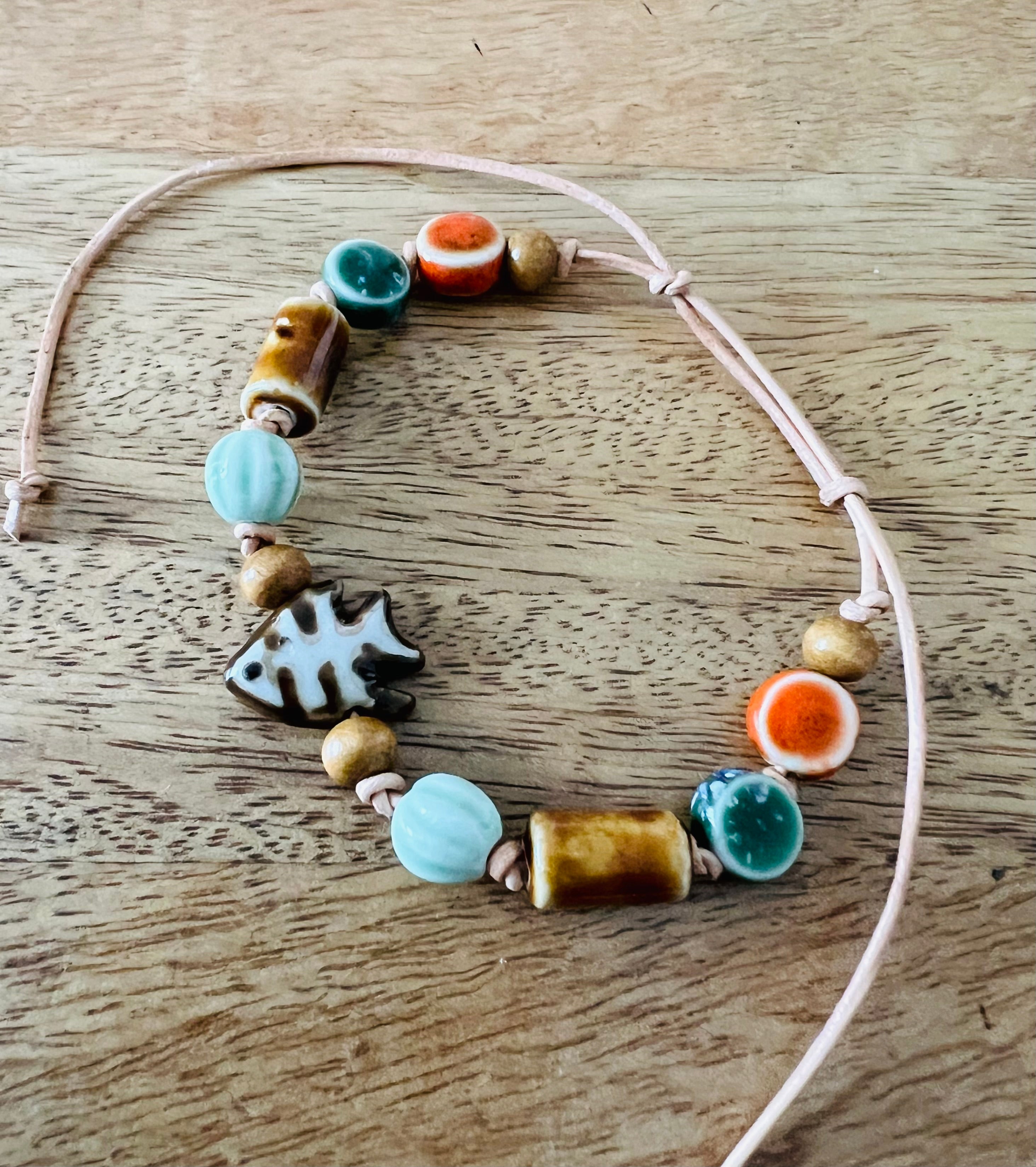 Fish Bones Ceramic Beaded Bracelet