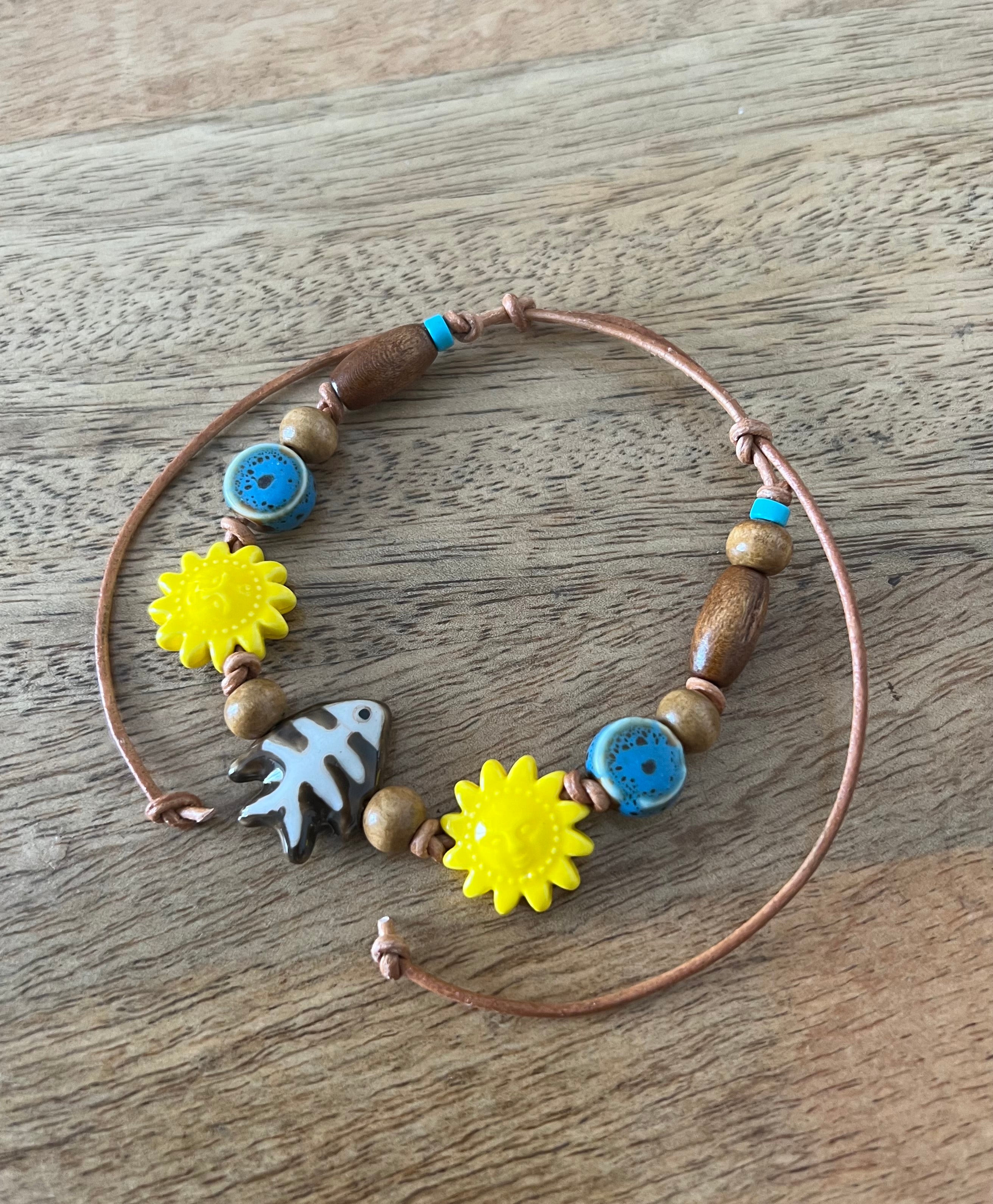 Beach-Bum Ceramic Beaded Bracelet