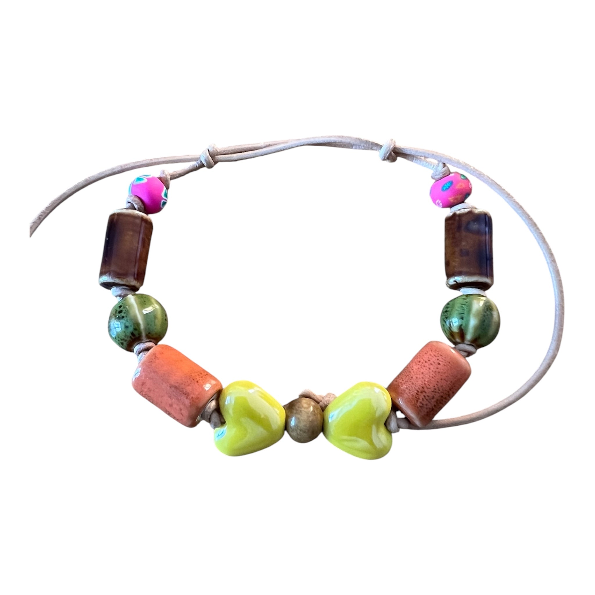 Yellow Bow Ceramic Beaded Bracelet