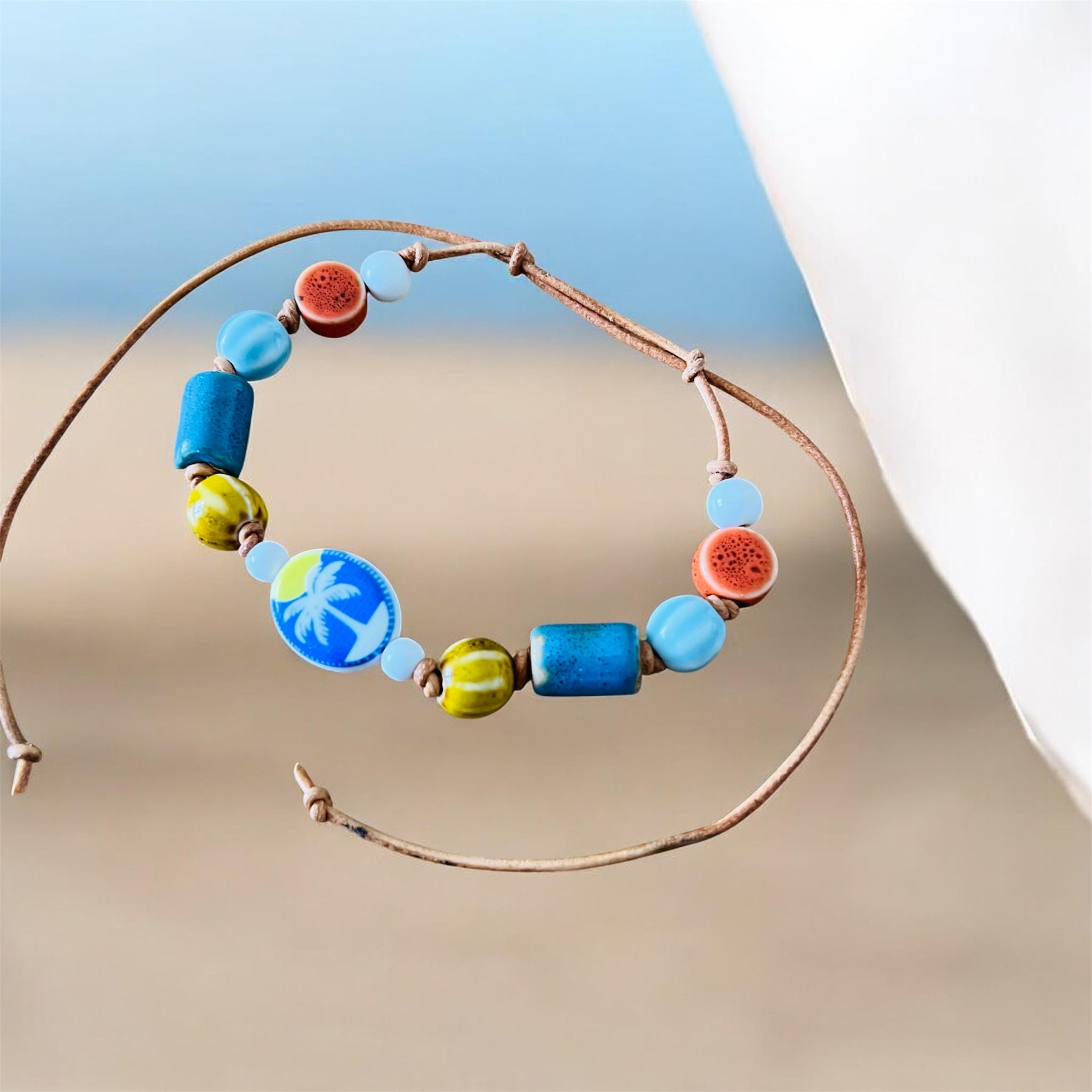 Coconut Palm Ceramic Beaded Bracelet