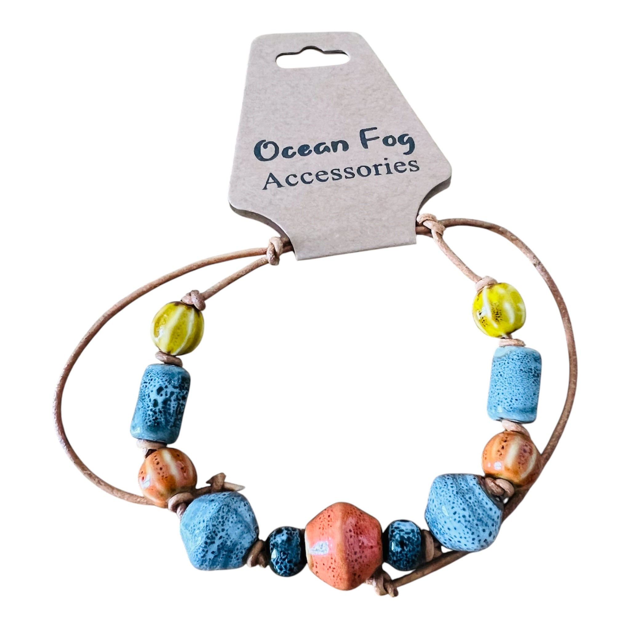 Cool Blue Ceramic Beaded Bracelet