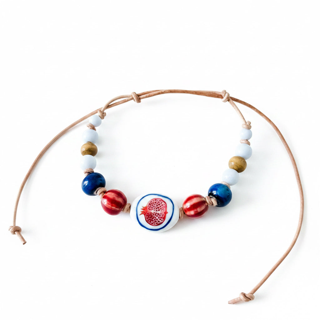 Pomegranate Ceramic Beaded Bracelet