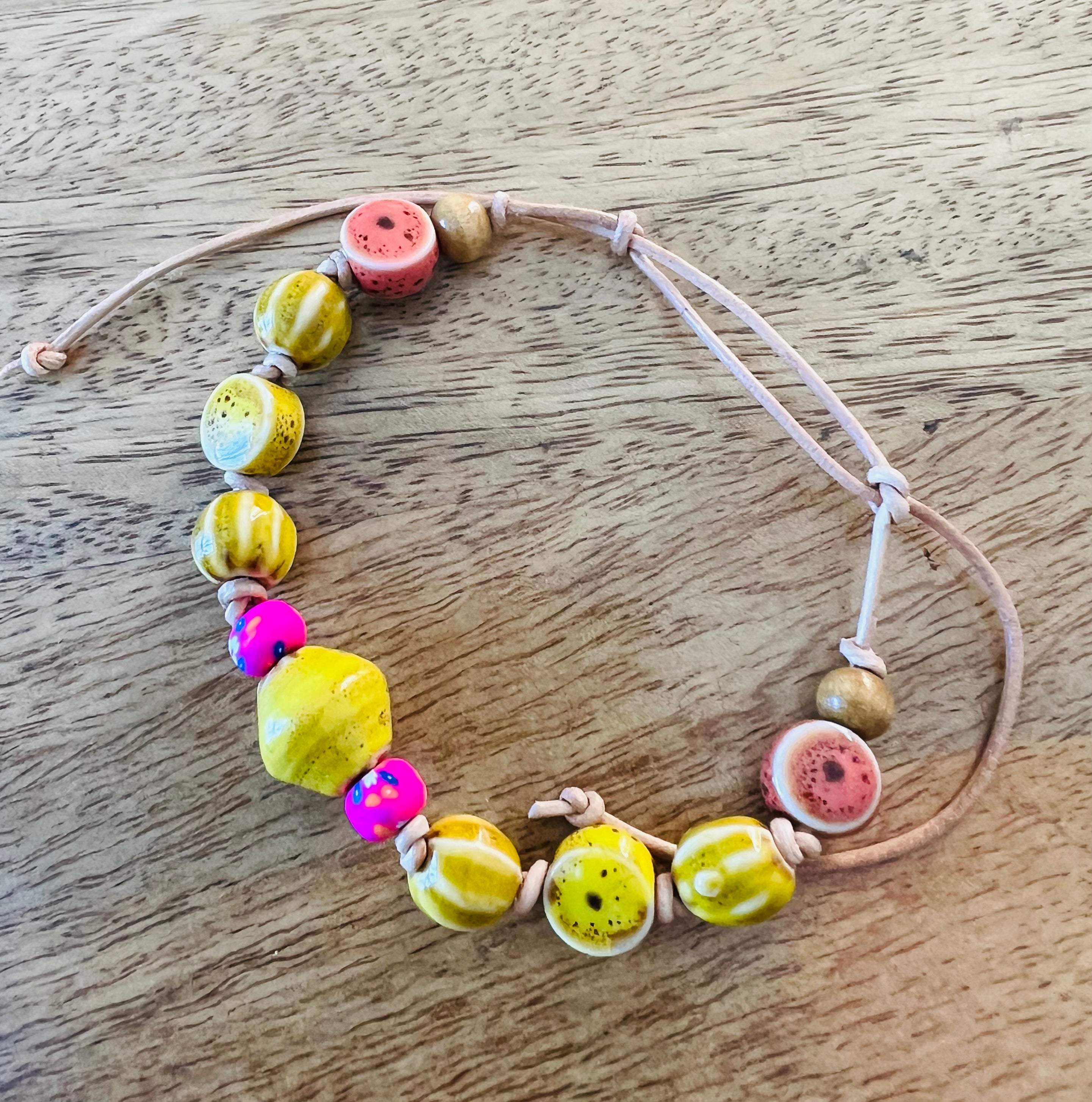 Mellow Yellow Ceramic Beaded Bracelet