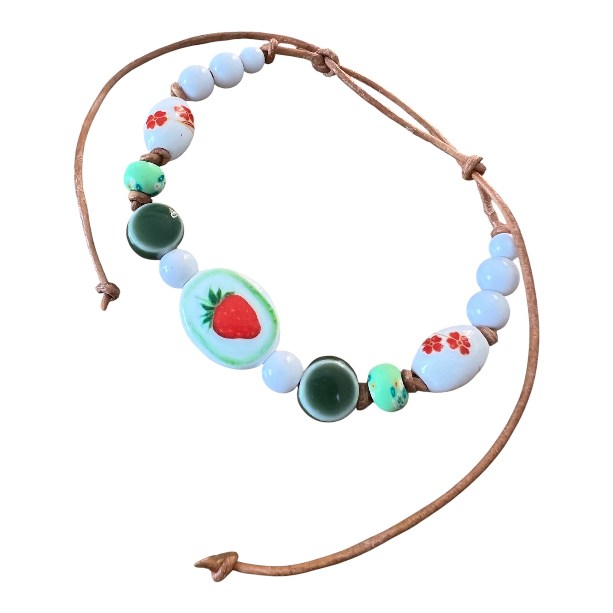 Strawberry No 2 Ceramic Beaded Bracelet