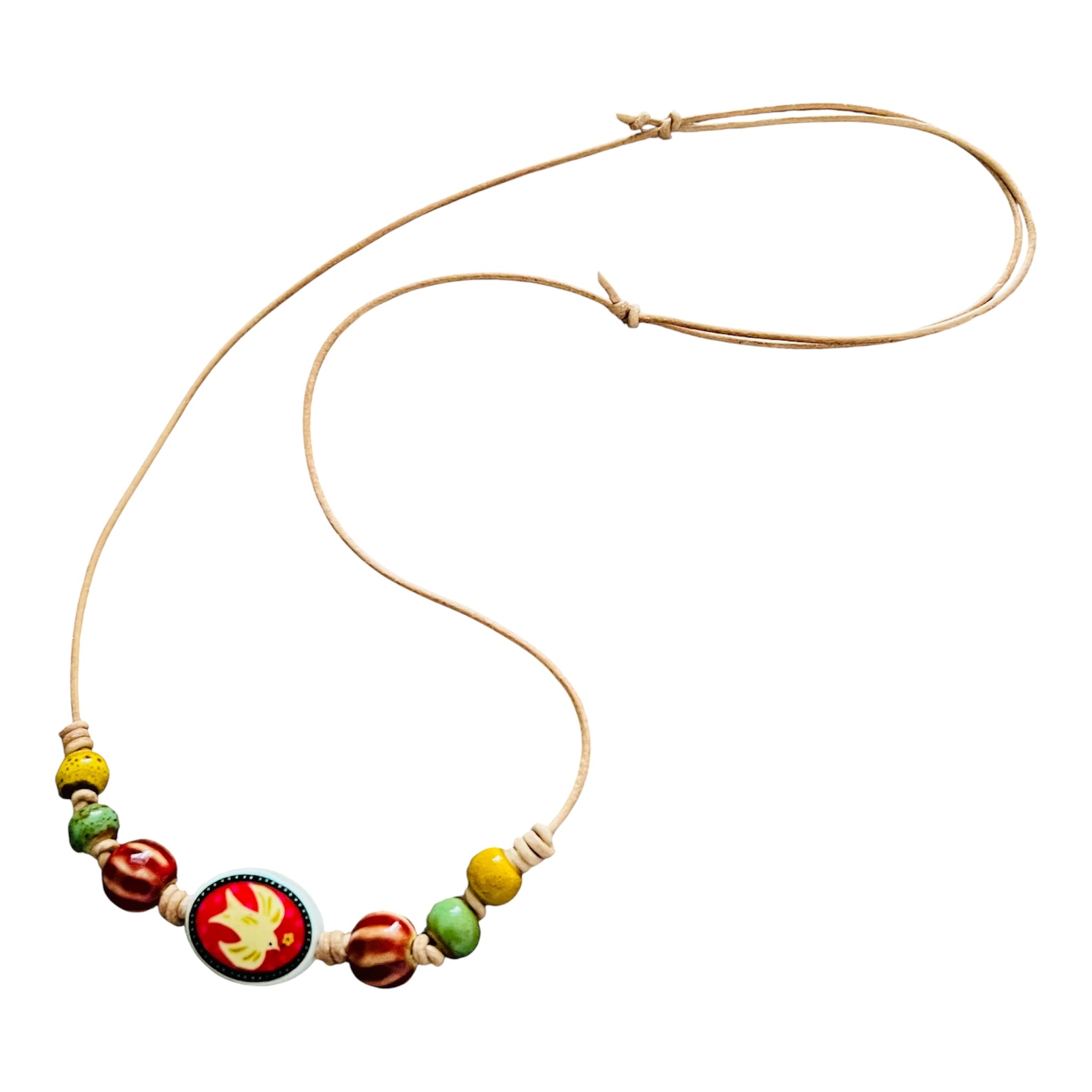 Peace Dove Ceramic Beaded Necklace