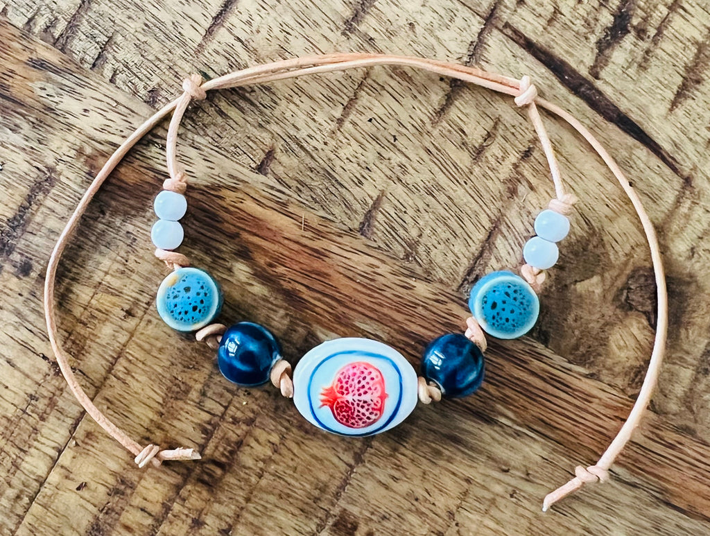 Pomegranate Ceramic Beaded Bracelet