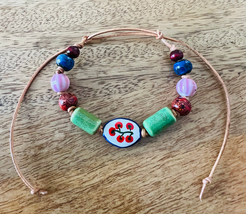 Tomatoes Ceramic Beaded Bracelet