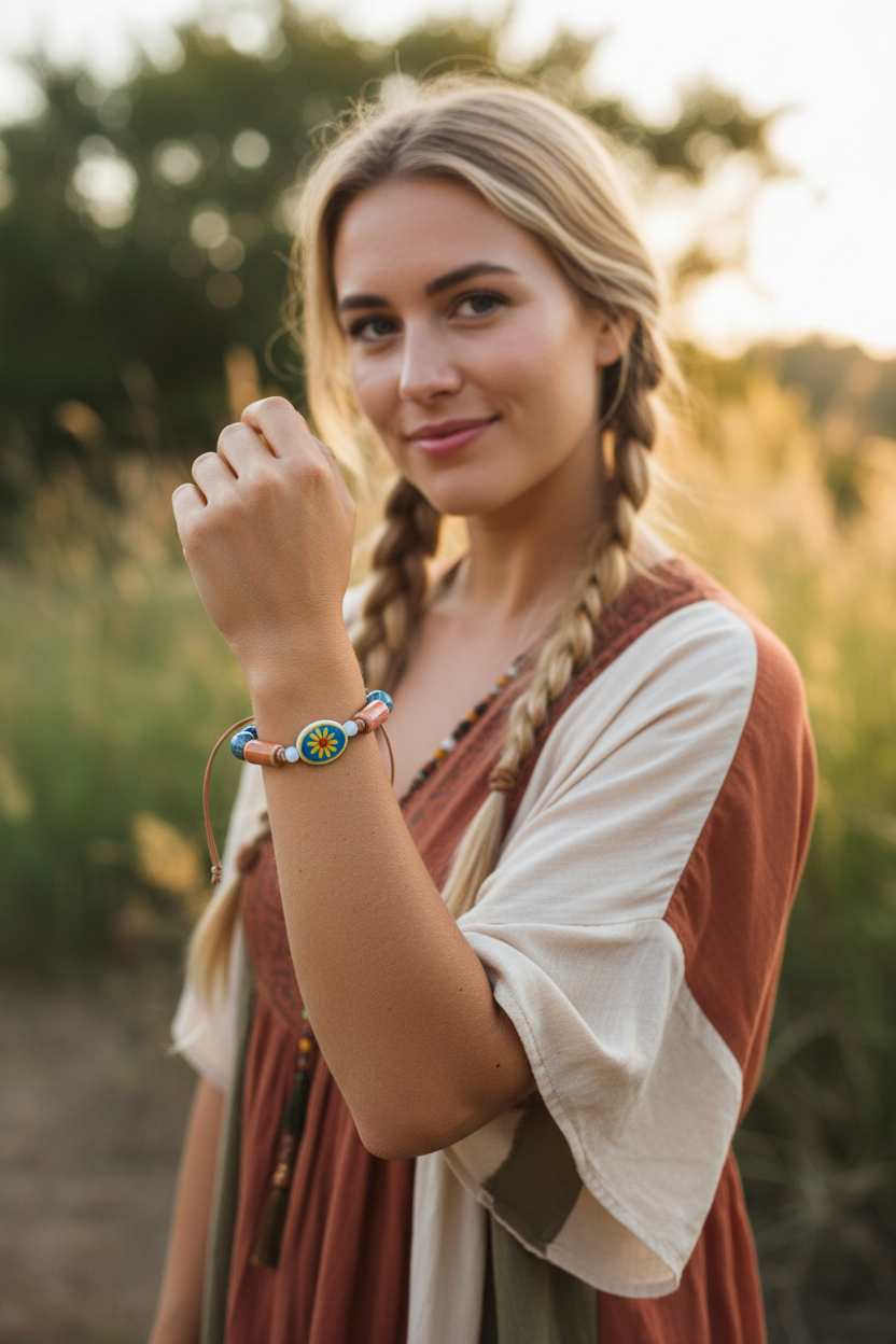 Daisy Ceramic Beaded Bracelet