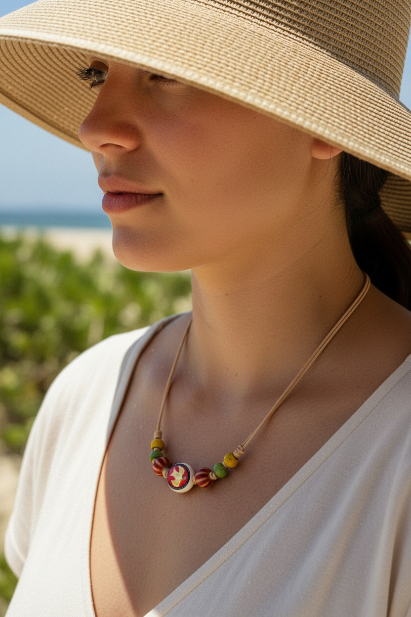 Peace Dove Ceramic Beaded Necklace