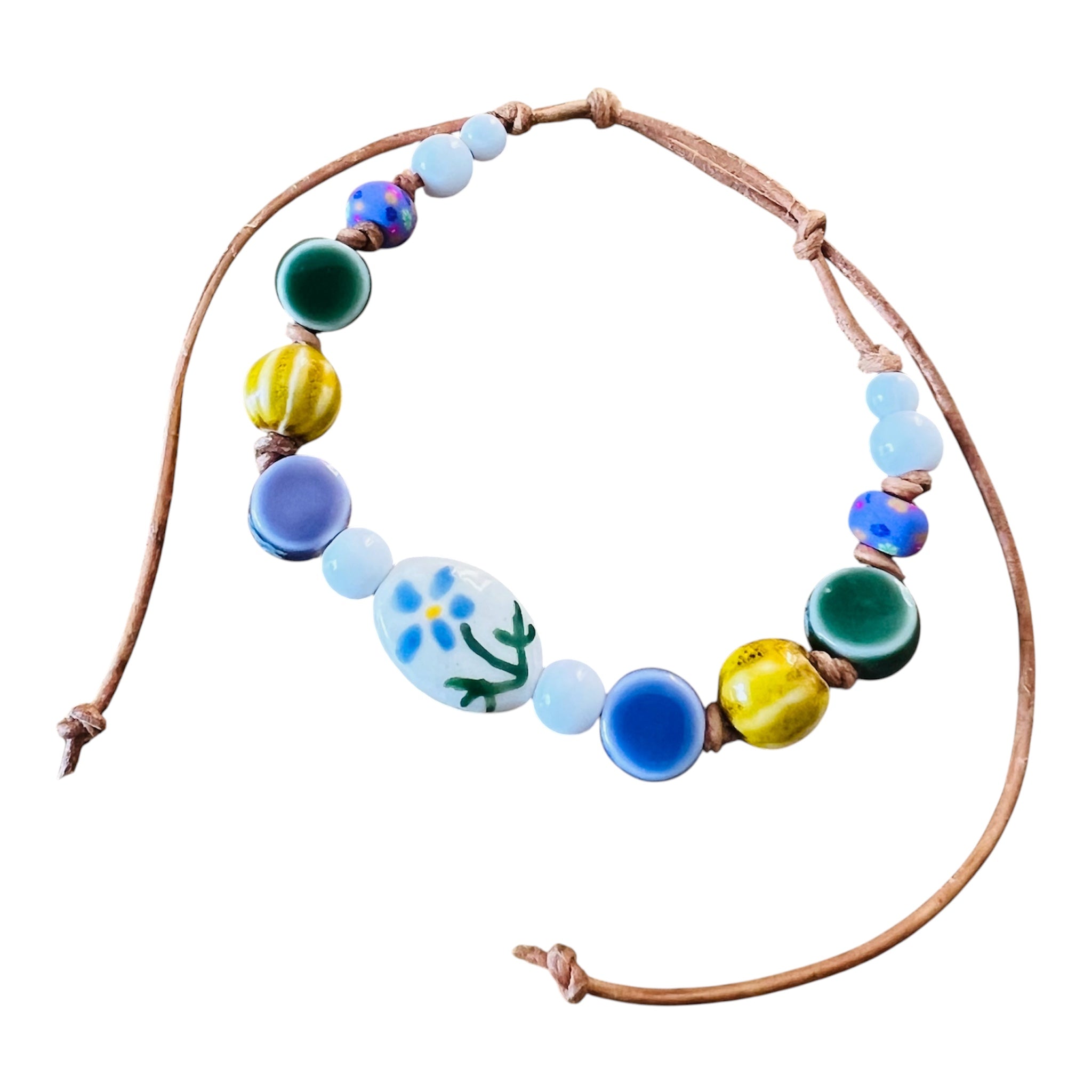 Violet Stem Ceramic Beaded Bracelet