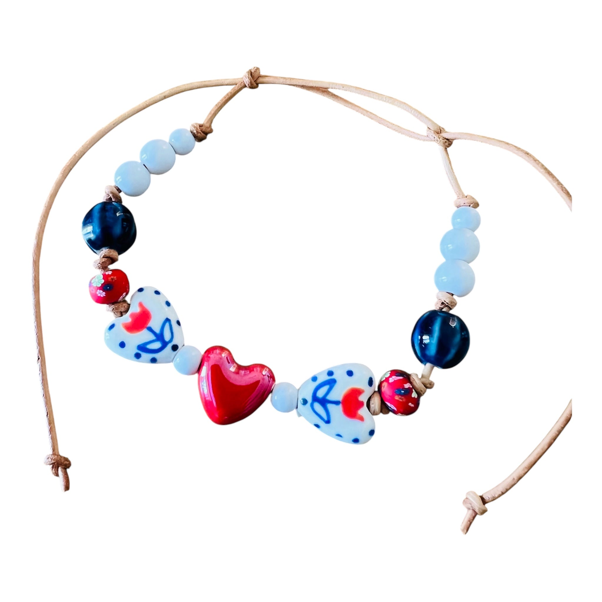 Ceramic Hearts Beaded Bracelet