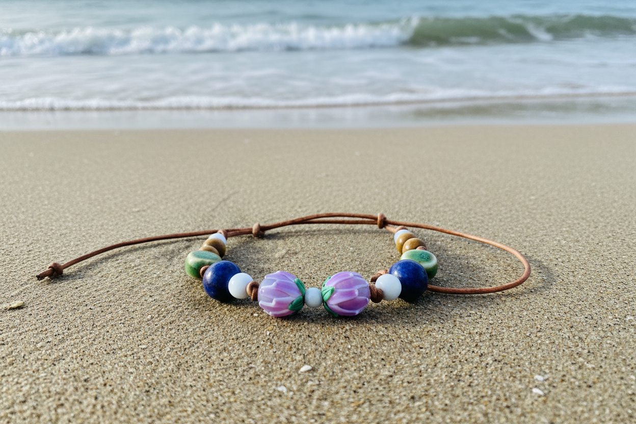 Glass Bud Ceramic Beaded Bracelet