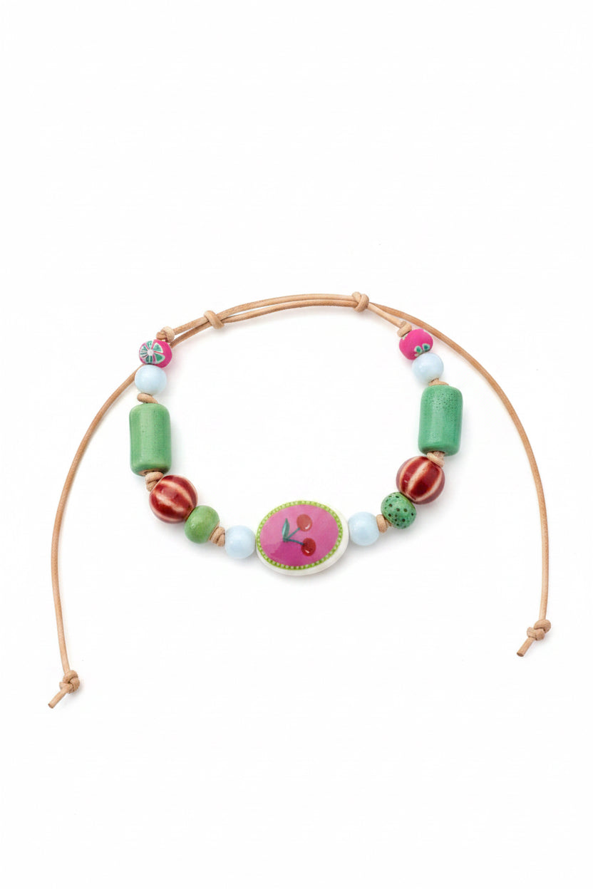 Cherry Ceramic Beaded Bracelet