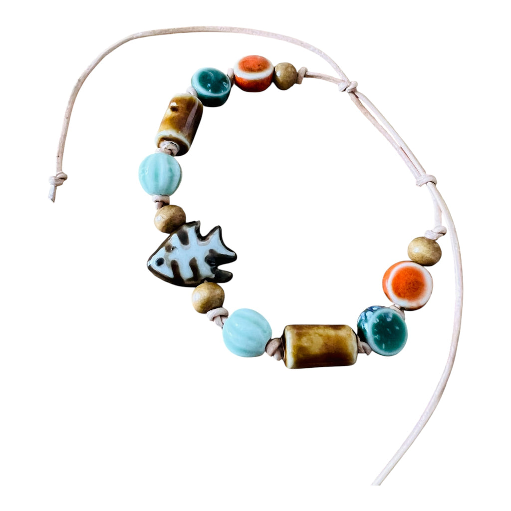 Fish Bones Ceramic Beaded Bracelet