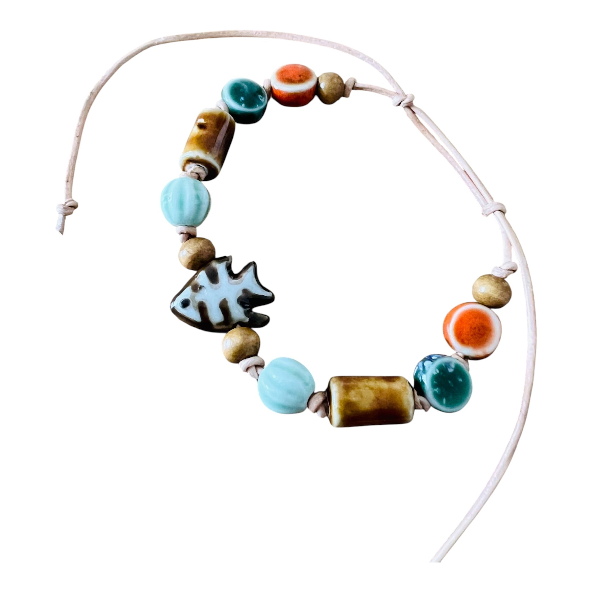 Fish Bones Ceramic Beaded Bracelet