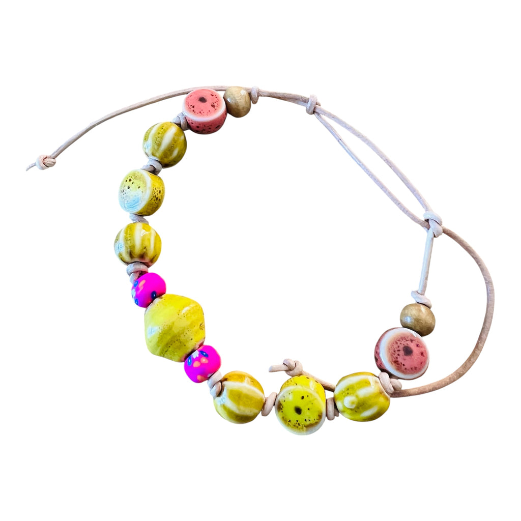Mellow Yellow Ceramic Beaded Bracelet