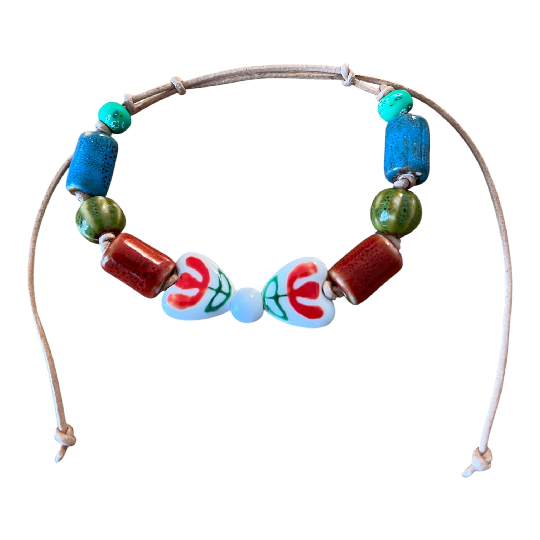 Floral Bow Ceramic Beaded Bracelet
