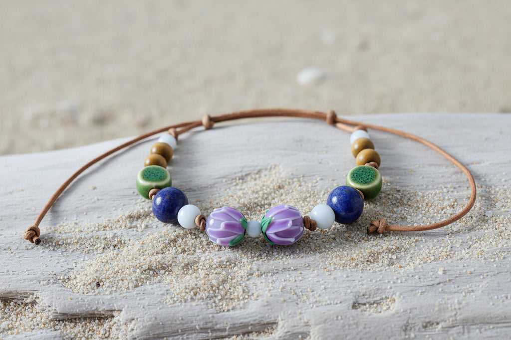 Glass Bud Ceramic Beaded Bracelet