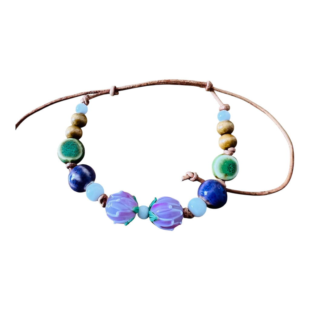 Glass Bud Ceramic Beaded Bracelet