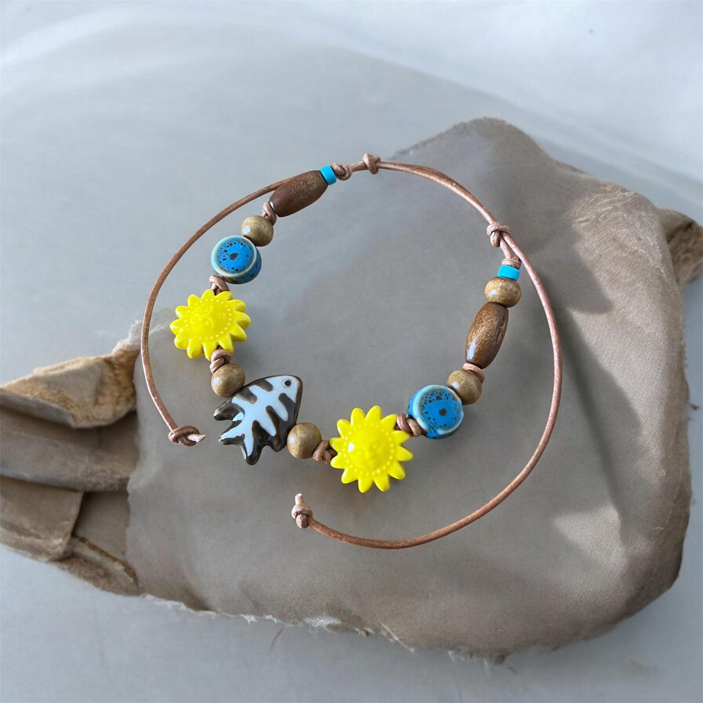 Beach-Bum Ceramic Beaded Bracelet