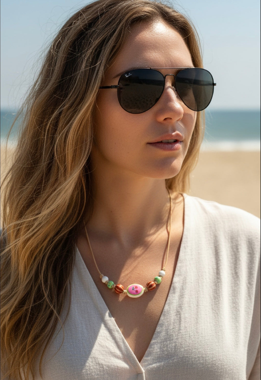Cherries Ceramic Necklace